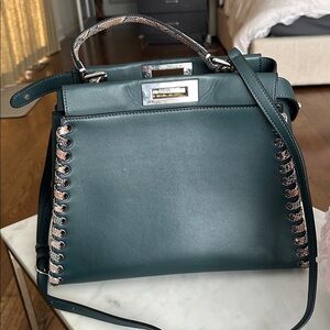 Hunter green peekaboo leather bag
